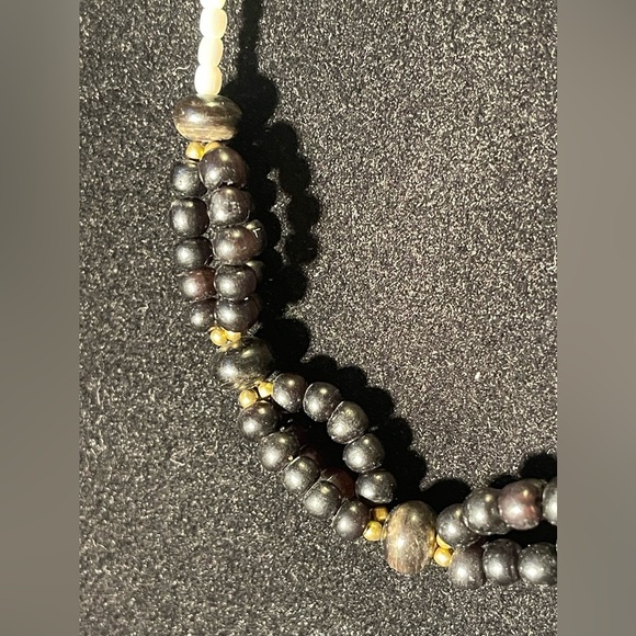 Vintage 1970's Faux Hematite Rice Pearl Twisted Bead Necklace - Picture 8 of 9